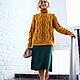  Women's sweater with a neck knitted in mustard color to buy. Jumpers. Kardigan sviter - женский вязаный свитер кардиган оверсайз. My Livemaster. Фото №4