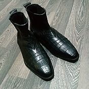 Обувь ручной работы handmade. Livemaster - original item Chelsea crocodile leather, premium, in black with fur.. Handmade.
