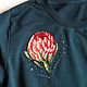 Embroidery on clothing stripe protea brooch flower sweatshirt with embroidery, Brooches, Yaroslavl,  Фото №1