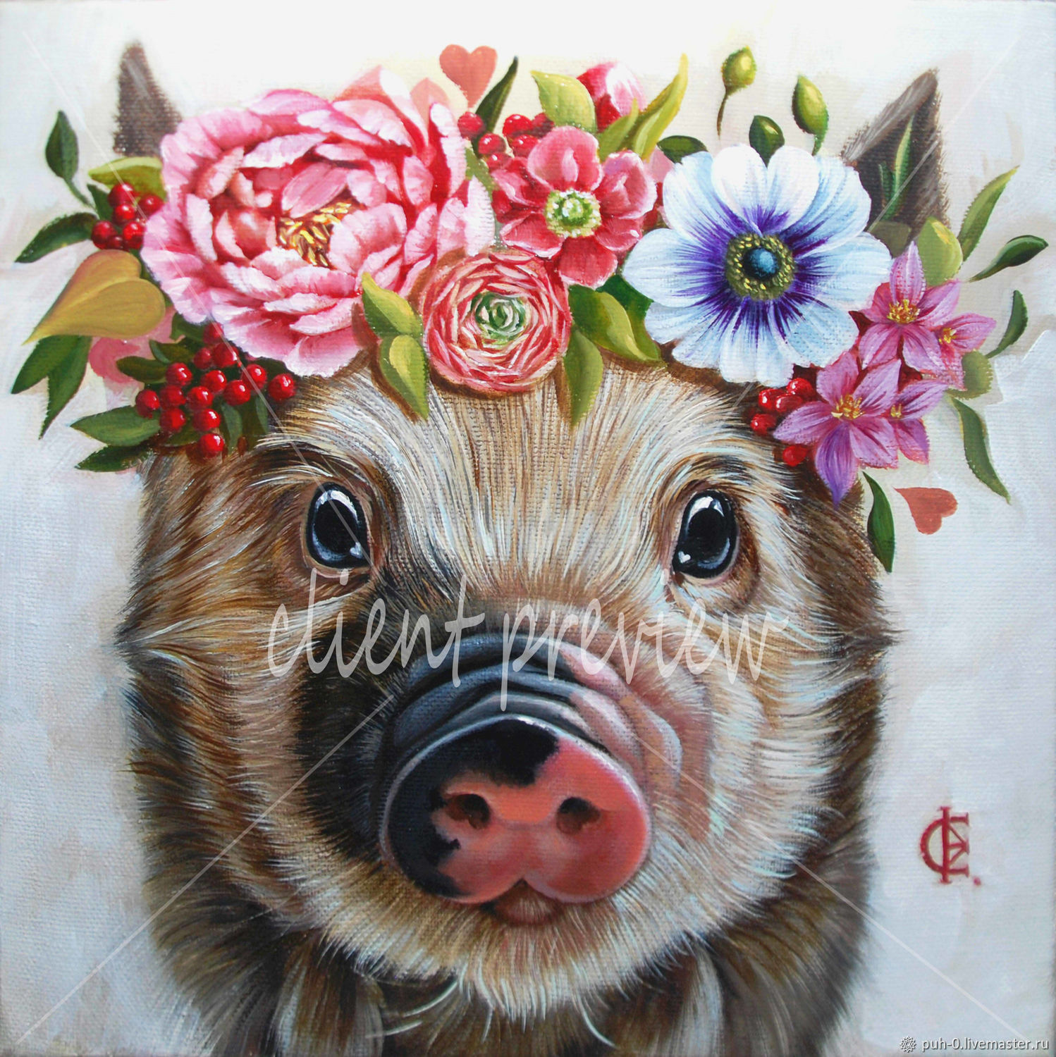 Свинка с цветами. Поросенок с цветами. Свинья живопись. Объемная картина свинки. Картина удача со свиньей.