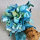 Order Brooch flower made of natural silk 'Turquoise Breeze'. fancyflower. Livemaster. . Brooches Фото №3
