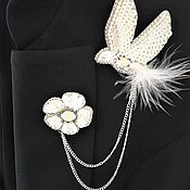 Украшения handmade. Livemaster - original item Paired Brooches Bird and Flower Brooches Beaded Gift to a girl. Handmade.