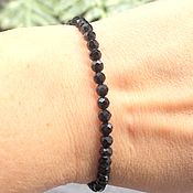 Украшения handmade. Livemaster - original item Black bracelet with cut natural stone black spinel amulet. Handmade.
