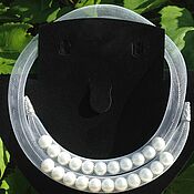 Mesh tube bracelet with pearls, 2-strand
