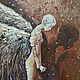 Картина маслом девушка ангел с крыльями  "Вечерняя молитва", Картины, Астрахань,  Фото №1