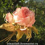 Украшения handmade. Livemaster - original item Silk flowers.Brooch (hairpin) PINK ROSE . Natural silk.. Handmade.