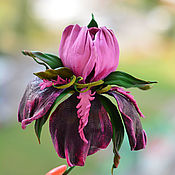 Украшения handmade. Livemaster - original item Iris Pink Purple Leather Flower Brooch. Handmade.
