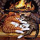 the picture of 'Cats by the fireplace' (full-length). Pictures. artist-001. Online shopping on My Livemaster.  Фото №2
