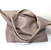 Сумки и аксессуары handmade. Livemaster - original item Leather string bag-bag made of leather - beige-T-shirt Bag Package. Handmade.