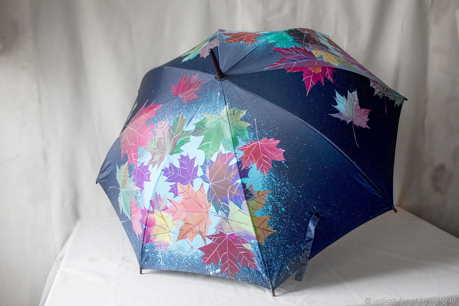 Umbrella cane painted with cover ' Autumn leaves and snow', Umbrellas, St. Petersburg,  Фото №1