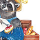 Copy of Raccoon watercolor painting - fisherman raccoon. Pictures. Watercolors of Plovetskay Tatiana. Online shopping on My Livemaster.  Фото №2
