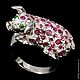 Piggy ring with natural rubies and emeralds, Rings, Moscow,  Фото №1