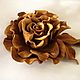 Leather flowers. Decoration brooch pin GOLDEN ROSE brown rose. Brooches. Irina Vladi. My Livemaster. Фото №4