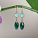 Long earrings with green crystals, Earrings, Moscow,  Фото №1