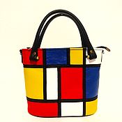 Сумки и аксессуары handmade. Livemaster - original item Leather woman yellow red blue handbag Mondrian Composition". Handmade.
