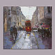 a red tram. Oil painting, Pictures, Yalta,  Фото №1