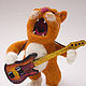 РокоКот (рыжий кот музыкант, игрушка, сухое валяние). Войлочная игрушка. Синица-мастерица. Ярмарка Мастеров.  Фото №4