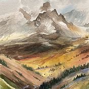 Картины и панно handmade. Livemaster - original item Mountains watercolor painting. Handmade.