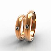 Свадебный салон handmade. Livemaster - original item Wedding pair rings with stones gold 585 (Ob16). Handmade.
