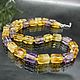 Natural beads for women made of natural stones citrine and amethyst, Beads2, Moscow,  Фото №1