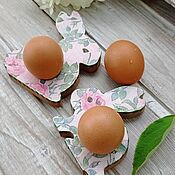 Посуда handmade. Livemaster - original item Stand for eggs. bunnies. Pink roses.. Handmade.