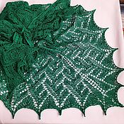 Аксессуары handmade. Livemaster - original item Shawl spring bactus knitted, emerald malachite made of cotton 100% spring. Handmade.
