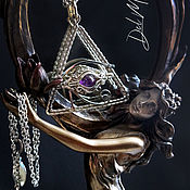 Украшения handmade. Livemaster - original item Eye of the Mountain pendant with amethyst stone, nickel silver metal. Handmade.