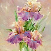 Картины и панно handmade. Livemaster - original item Oil painting on canvas. Irises with vanilla. Painting with flowers. Handmade.