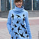 Long Swallow sweatshirt, blue sweatshirt with stand-up collar. Sweatshirts. Lara (EnigmaStyle). Online shopping on My Livemaster.  Фото №2