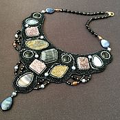 Украшения handmade. Livemaster - original item Necklace embroidered with amethysts, pyrite, agate, and pearls parametrami. Handmade.