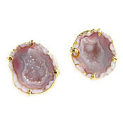 Украшения handmade. Livemaster - original item Pink earrings with Quartz, Large earrings pusety Quartz Druse. Handmade.