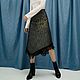 Fringed Denim Skirt With Asymmetric Hem, Embroidery Midi Skirt, High W, Skirts, St. Petersburg,  Фото №1