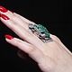 Order Lizard ring with malachite in 925 silver AN0020. Sunny Silver. Livemaster. . Rings Фото №3