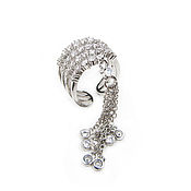 Украшения handmade. Livemaster - original item Silver ring with cubic zirconia, ring with chains dimensionless. Handmade.