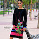Black winter knitted woolen women's elegant dress with embroidery, Dresses, Murcia,  Фото №1