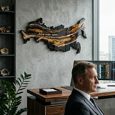 Картины и панно ручной работы. Ярмарка Мастеров - ручная работа Панно Карта России нефтью. Подарок руководителю. Handmade.