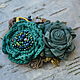 Brooch textile "Emerald roses", Brooches, Moscow,  Фото №1
