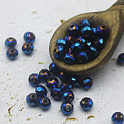 Материалы для творчества handmade. Livemaster - original item Rondel beads 3/4 mm blue metallic faceted 70 PCs. Handmade.