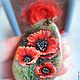 Pendant with painted stone ' Poppies '. Pendants. Picture&miniature lacquer painting. My Livemaster. Фото №6