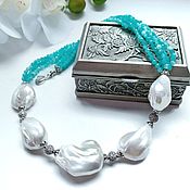 Украшения handmade. Livemaster - original item Necklace with amazonite and Baroque pearls. Handmade.