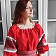 Red linen midi dress in boho style Poppies color. Dresses. Kupava - ethno/boho. My Livemaster. Фото №6