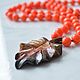 beads pendant, beads ,leaf ,leaf pendant ,coral beads ,orange beads,buy beads ,beautiful beads and pendant
