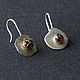 Earrings small 'Seragaki' silver, garnet, copper, Earrings, Moscow,  Фото №1