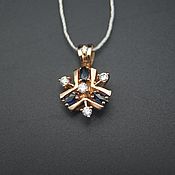 Украшения handmade. Livemaster - original item 585 gold pendant with sapphires and diamonds. Handmade.