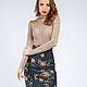 Pencil skirt made of eco-suede Flowers blue, a figure-hugging skirt, Skirts, Novosibirsk,  Фото №1