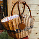 Handmade wicker Bag brown shape basket, Classic Bag, Astrakhan,  Фото №1