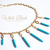 Украшения handmade. Livemaster - original item Chain Necklace, Army, Turquoise howlite, Gold. Handmade.
