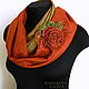 felted scarf-stole Terracotta and brooch, Scarves, Moscow,  Фото №1
