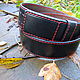 Men's belt, black with red stitching, original, Straps, Kineshma,  Фото №1