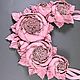 Order Handmade Leather Necklace with Flowers Rose Dance Light Pink. ms. Decorator. Livemaster. . Necklace Фото №3